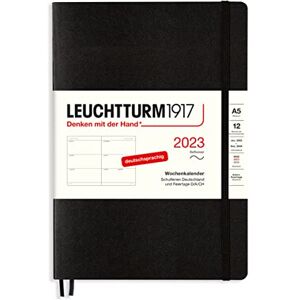 LEUCHTTURM1917 365744 Weekly Calendar, Soft Cover, Medium (A5) 2023, 12 Months, Black, German LEUCHTTURM1917 365744 Weekly Calendar, Soft Cover, Medium (A5) 2023, 12 Months, Black, German