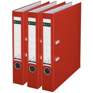 Leitz Lever Arch File, Red, A4, 50 mm spine, Pack 3, Plastic, 310345125 Leitz Lever Arch File, Red, A4, 50 mm spine, Pack 3, Plastic, 310345125
