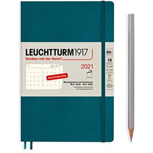 LEUCHTTURM1917 362122 Monthly Planner Paperback (B6+) Soft Cover, 16 Months, Pacific Green, German LEUCHTTURM1917 362122 Monthly Planner Paperback (B6+) Soft Cover, 16 Months, Pacific Green, German