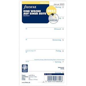 Filofax Personal 1 Week on 1 Page (German) 2023, 23-68444, White Filofax Personal 1 Week on 1 Page (German) 2023, 23-68444, White