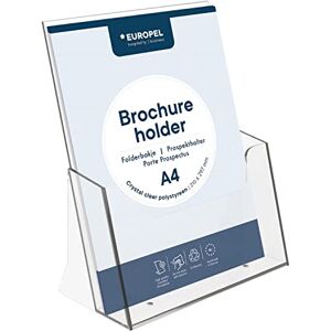 Europel Leaflet & Brochure Holder For A4 Size Literature Crystal Clear Acrylic Construction Booklet, Flyer & Menu Display & Dispenser for Office, Restaurants & Reception Portrait Clear Europel Leaflet & Brochure Holder For A4 Size Literature Crystal Clear Acrylic Construction Booklet, Flyer & Menu Display & Dispenser for Office, Restaurants & Reception Portrait Clear