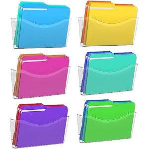 Kuntine.B 6 Pack Clear Single Pocket File Holder Hanging Wall Organizer, Wall Mount Mails Magazines Organizer for Office and Home Kuntine.B 6 Pack Clear Single Pocket File Holder Hanging Wall Organizer, Wall Mount Mails Magazines Organizer for Office and Home