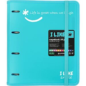 Grafoplás 88101833 4 Ring Binder with Refill, A4, Sky Blue, Semi-Rigid Polypropylene, Including Separators, Carpebook Like Grafoplás 88101833 4 Ring Binder with Refill, A4, Sky Blue, Semi-Rigid Polypropylene, Including Separators, Carpebook Like