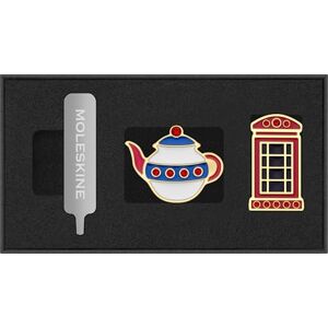 Moleskine Country Themed Pins, Teapot and Telephone Booth Set, United Kingdom, for Notebooks and Planners, Decorative Accessories and Gift Idea Moleskine Country Themed Pins, Teapot and Telephone Booth Set, United Kingdom, for Notebooks and Planners, Decorative Accessories and Gift Idea