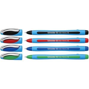 Schneider Slider Memo XB 75020 Ballpoint Pen with Cap, Line Width: XB, Ink Colour: Red/Black/Blue/Green, Pack of 4 Schneider Slider Memo XB 75020 Ballpoint Pen with Cap, Line Width: XB, Ink Colour: Red/Black/Blue/Green, Pack of 4