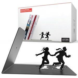 Artori Design Unique Black Metal Decorative Bookends Whimsical Hidden Book Ends for a Cool Book Holder Display Cute Home Decor and Modern Gift Idea for Shelves Desk or Table (Runaway) Artori Design Unique Black Metal Decorative Bookends Whimsical Hidden Book Ends for a Cool Book Holder Display Cute Home Decor and Modern Gift Idea for Shelves Desk or Table (Runaway)