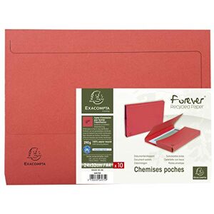 Exacompta Ref. 46975E Pack of 10 Forever® 32 mm gusseted pocket folders 290 g/m² 100% recycled and Blue Angel certified folders dimensions 24 x 32 cm for A4 format red color Exacompta Ref. 46975E Pack of 10 Forever® 32 mm gusseted pocket folders 290 g/m² 100% recycled and Blue Angel certified folders dimensions 24 x 32 cm for A4 format red color