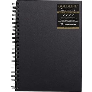 Clairefontaine Ref 34254C Goldline Wirebound Pad (64 White Sheets) A4 Size, 140gsm Paper, Portrait Layout Black Cover Suitable for Dry Techniques Clairefontaine Ref 34254C Goldline Wirebound Pad (64 White Sheets) A4 Size, 140gsm Paper, Portrait Layout Black Cover Suitable for Dry Techniques
