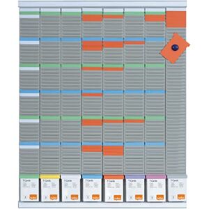 Nobo T-Card Weekly Planning Kit, Wall Mount, 8 Columns & 54 Slots, Size 3, Includes T-Cards, Index Column, Printed Labels & Label Holders, 2910800 Nobo T-Card Weekly Planning Kit, Wall Mount, 8 Columns & 54 Slots, Size 3, Includes T-Cards, Index Column, Printed Labels & Label Holders, 2910800