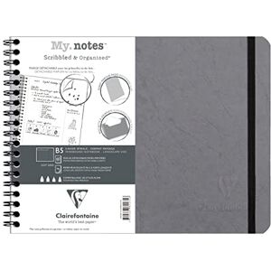 Clairefontaine 782435C Age Bag My.Notes Grey Spiral Notebook with Detachable Margins B5 landscape 25x19 cm 120 Detachable Pages DOT 90 gsm White Paper Glossy Card Cover Leather Grain Clairefontaine 782435C Age Bag My.Notes Grey Spiral Notebook with Detachable Margins B5 landscape 25x19 cm 120 Detachable Pages DOT 90 gsm White Paper Glossy Card Cover Leather Grain