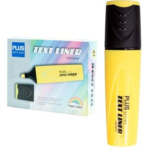 Plus Office Pastel Highlighters, Marker Pen with Beveled Tip, Pack of 10 Water-Based Phosphorescent Markers, Pastel Colour (Yellow) Plus Office Pastel Highlighters, Marker Pen with Beveled Tip, Pack of 10 Water-Based Phosphorescent Markers, Pastel Colour (Yellow)