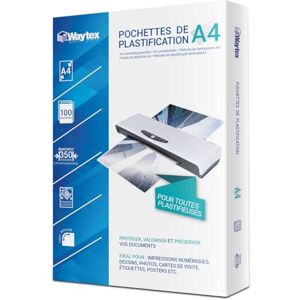 Waytex 78278 Laminating Pouches A4 – Extra Thick 2x175 (350) microns – for hot laminator Pack of 100 Waytex 78278 Laminating Pouches A4 – Extra Thick 2x175 (350) microns – for hot laminator Pack of 100