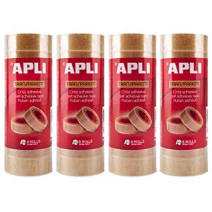APLI 18961 – Pack of 32 Transparent Adhesive Tape – 19 mm x 33 m – 4 Towers of 8 APLI 18961 – Pack of 32 Transparent Adhesive Tape – 19 mm x 33 m – 4 Towers of 8