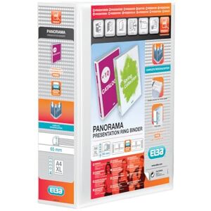 Elba A4 4 D-Ring Binder, 65mm capacity, 90mm spine, Presentation Folder with Customisable Cover, Portrait, White (Single) Elba A4 4 D-Ring Binder, 65mm capacity, 90mm spine, Presentation Folder with Customisable Cover, Portrait, White (Single)
