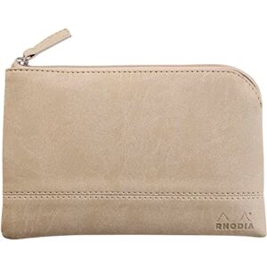 Rhodia 116526C Faux Leather Zippered Pouch Beige Size S (11 x 17 cm) Genuine Stitching Orange Fabric Inside Storage for Documents, Small Supplies Rhodia 116526C Faux Leather Zippered Pouch Beige Size S (11 x 17 cm) Genuine Stitching Orange Fabric Inside Storage for Documents, Small Supplies