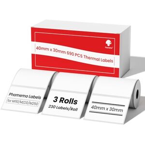 Phomemo 3 Rolls of m110 Paper, 1.57"x1.18" (40x30 mm) Self-Adhesive Direct Thermal Labels, Thermal Label for M110 M108 M220 M221 M150 M100 M250 M260 Label Maker, for Barcode, Address, Price Phomemo 3 Rolls of m110 Paper, 1.57"x1.18" (40x30 mm) Self-Adhesive Direct Thermal Labels, Thermal Label for M110 M108 M220 M221 M150 M100 M250 M260 Label Maker, for Barcode, Address, Price