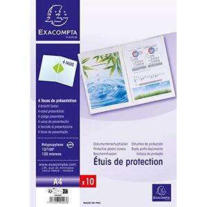 Exacompta Ref 38060E Double Protective Sleeve 220 x 300mm in Size, Suitable for A4 Documents, 4 Faces, 1.2mm Polypropylene Material Transparent (Pack of 10) Exacompta Ref 38060E Double Protective Sleeve 220 x 300mm in Size, Suitable for A4 Documents, 4 Faces, 1.2mm Polypropylene Material Transparent (Pack of 10)