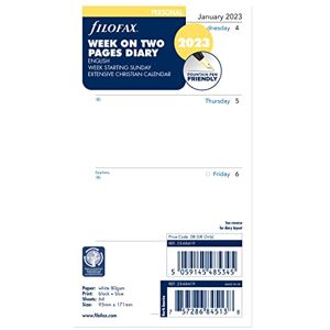 Filofax 68419 Refill for Year 2023 Personal Week On Two Pages Diary Sunday Start, White (68419-OS-2018) Filofax 68419 Refill for Year 2023 Personal Week On Two Pages Diary Sunday Start, White (68419-OS-2018)