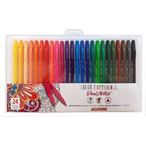 Alpino Colour Experience Twin Tip Markers Set of 24 Markers for Mandalas and Lettering Fine Liner 0.7 mm Brush Tip 2.9 mm Triangular Shape Ergonomic Alpino Colour Experience Twin Tip Markers Set of 24 Markers for Mandalas and Lettering Fine Liner 0.7 mm Brush Tip 2.9 mm Triangular Shape Ergonomic