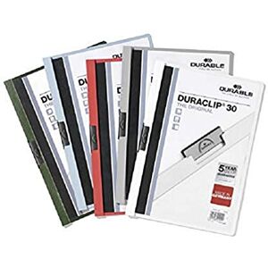 Durable DURACLIP 30 A4 Clip Folder Holds Up to 30 Sheets of A4 Paper Strong Metal Sprung Clip Pack of 25 White Colour Folders for Organising Documents Durable DURACLIP 30 A4 Clip Folder Holds Up to 30 Sheets of A4 Paper Strong Metal Sprung Clip Pack of 25 White Colour Folders for Organising Documents
