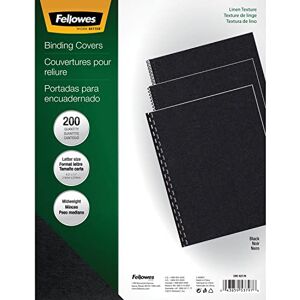 Fellowes Binding Linen Presentation Covers, Letter, Black, 200 Pack (5217001), Black Linen Fellowes Binding Linen Presentation Covers, Letter, Black, 200 Pack (5217001), Black Linen