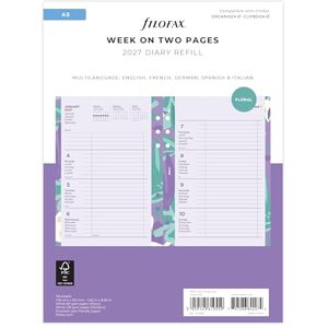 Filofax A5 Illustrated Floral Week on 2 Pages 2027 Diary Pack 27-6351 Filofax A5 Illustrated Floral Week on 2 Pages 2027 Diary Pack 27-6351
