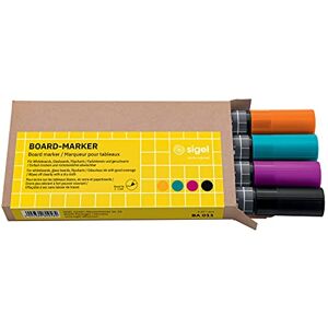 Sigel BA011 Set of 4 Glass / WhiteBoard markers, erasable, "cap off" ink, Ø 2-3 mm bullet tips, 4 colors (Black / Turquoise / Magenta / Orange) Sigel BA011 Set of 4 Glass / WhiteBoard markers, erasable, "cap off" ink, Ø 2-3 mm bullet tips, 4 colors (Black / Turquoise / Magenta / Orange)