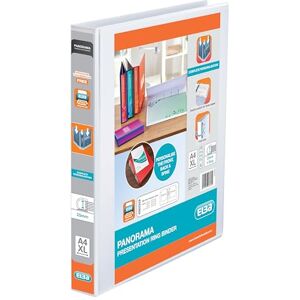 Elba A4 4 D-Ring Binder, 25mm capacity, 40mm spine, Presentation Folder with Customisable Cover, Portrait, White (Pack of 6) Elba A4 4 D-Ring Binder, 25mm capacity, 40mm spine, Presentation Folder with Customisable Cover, Portrait, White (Pack of 6)