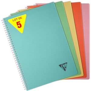Clairefontaine 327116CPack Collection LiniColour ESSENCE Set of 5 Spiral Notebooks A4 21x29,7 cm 180 Seyes Ruled Pages White Paper 90 g Cover Polypro Transparent Random Colours Clairefontaine 327116CPack Collection LiniColour ESSENCE Set of 5 Spiral Notebooks A4 21x29,7 cm 180 Seyes Ruled Pages White Paper 90 g Cover Polypro Transparent Random Colours