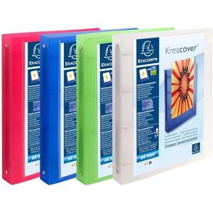 Exacompta Ref 51869E- Kreacover Collection Chromaline PP Rigid Cover Ring Binder Suitable for A4+ Documents, 4 Rings, 40mm Spine Assorted Colours (Pack of 12) Exacompta Ref 51869E- Kreacover Collection Chromaline PP Rigid Cover Ring Binder Suitable for A4+ Documents, 4 Rings, 40mm Spine Assorted Colours (Pack of 12)