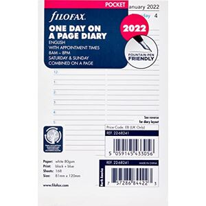 Filofax Pocket Day per Page English appointments Diary 2022, 22-68241 Filofax Pocket Day per Page English appointments Diary 2022, 22-68241