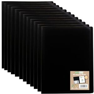 eco-eco A5 100% Recycled 60 Pocket Black Flexible Cover Portfolio Book Folder Display Book, Pack of 12 Folders, eco163x12 eco-eco A5 100% Recycled 60 Pocket Black Flexible Cover Portfolio Book Folder Display Book, Pack of 12 Folders, eco163x12