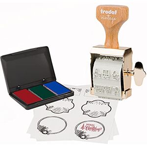 Trodat 165894 Christmas stamp vintage with 6 German texts and ink pad 3 colors Trodat 165894 Christmas stamp vintage with 6 German texts and ink pad 3 colors