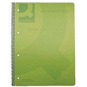 Q-Connect A4 Spiral Bound Polypropylene Notebook, 160 Pages, Green, Pack of 5 Q-Connect A4 Spiral Bound Polypropylene Notebook, 160 Pages, Green, Pack of 5
