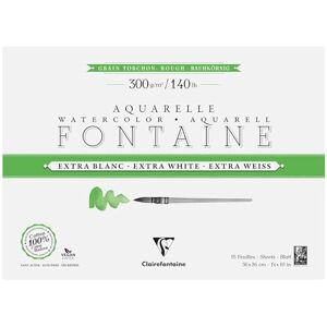 Clairefontaine 976081C Bloc Encollé 4 Côtés Fontaine Extra Blanc Grain Torchon 26x36cm 300g 15 Feuilles Papier Aquarelle Extra Blanc 100% Coton Qualité Professionnelle Clairefontaine 976081C Bloc Encollé 4 Côtés Fontaine Extra Blanc Grain Torchon 26x36cm 300g 15 Feuilles Papier Aquarelle Extra Blanc 100% Coton Qualité Professionnelle
