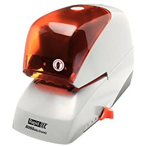Rapid Supreme 5050e Contactless Electric Stapler, 50 Sheet Capacity, Mains Powered with global Plug, Flat Clinch Stapling, Staples Included, Metal and Plastic, Silver/Orange, 20993214 Rapid Supreme 5050e Contactless Electric Stapler, 50 Sheet Capacity, Mains Powered with global Plug, Flat Clinch Stapling, Staples Included, Metal and Plastic, Silver/Orange, 20993214
