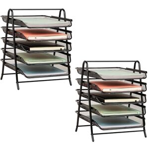 Mind Reader Network Collection, 5-Tier Paper Tray, File Storage, Desktop Organizer, Metal Mesh, Set of 2, Black Mind Reader Network Collection, 5-Tier Paper Tray, File Storage, Desktop Organizer, Metal Mesh, Set of 2, Black