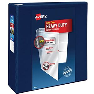 Avery Heavy-Duty View 3 Ring Binder, 4" One Touch EZD Rings, 4.5" Spine, 1 Navy Blue Binder (79804) Avery Heavy-Duty View 3 Ring Binder, 4" One Touch EZD Rings, 4.5" Spine, 1 Navy Blue Binder (79804)