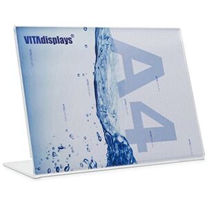 VITAdisplays DIN A4 Advertisement Stands Premium L Stand in Landscape Format Transparent Stable Table Stand L-Stand Made from 3.0 mm Plexiglas with Non-Slip Pimples for Secure Stand Pack of 10 VITAdisplays DIN A4 Advertisement Stands Premium L Stand in Landscape Format Transparent Stable Table Stand L-Stand Made from 3.0 mm Plexiglas with Non-Slip Pimples for Secure Stand Pack of 10
