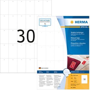 HERMA Printable Tags, 30 Pieces Labels per A4 Sheet, 100 Sheets, 35 x 59.4 mm, 3000 Pieces, Blank Rectangle Price Tags, Perforated Jewellery Hang Tags for Laser & Inkjet Printer, White HERMA Printable Tags, 30 Pieces Labels per A4 Sheet, 100 Sheets, 35 x 59.4 mm, 3000 Pieces, Blank Rectangle Price Tags, Perforated Jewellery Hang Tags for Laser & Inkjet Printer, White