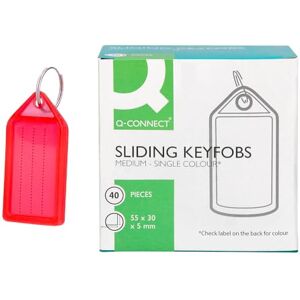 Q-Connect Key tags/55x30mm/40 pcs/Plastic Key Chain Tags/Blank Paper Labels/Red/for Keys, Pets, Luggage Q-Connect Key tags/55x30mm/40 pcs/Plastic Key Chain Tags/Blank Paper Labels/Red/for Keys, Pets, Luggage