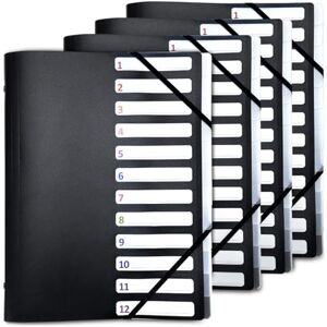 Waytex 4 x A4 12 Compartments with Storage 3 Flaps Black Polypropylene Strong Elastic Closure Polypropylene Dividers Numbered and Identifiable Compartments Office Filing Waytex 4 x A4 12 Compartments with Storage 3 Flaps Black Polypropylene Strong Elastic Closure Polypropylene Dividers Numbered and Identifiable Compartments Office Filing