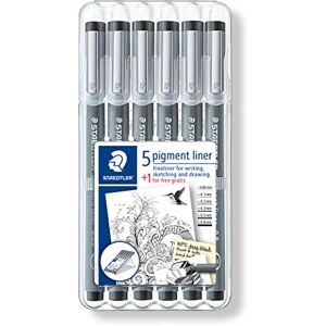 STAEDTLER 308 SB6P1 Pigment Liner Fineliner Pens with Assorted Line Width Black (Set of 5 + 1 Free) STAEDTLER 308 SB6P1 Pigment Liner Fineliner Pens with Assorted Line Width Black (Set of 5 + 1 Free)