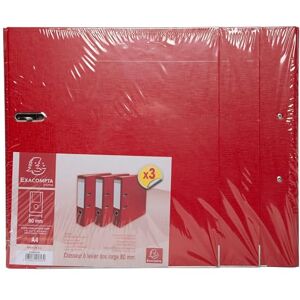 Exacompta Ref 918403SE Box of 4 Packs of 3 Lever Arch Files 80mm Spine A4 File Format Polypropylene Outer/Paper Inner Red Exacompta Ref 918403SE Box of 4 Packs of 3 Lever Arch Files 80mm Spine A4 File Format Polypropylene Outer/Paper Inner Red