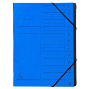 Exacompta Ref 541202E Box of 10 File folders with stapled Spine with Elastic Bands Glossy Card Printed Cover and Black Recycled Card Interior 12 compartments 24.5X 32cm A4 Blue Exacompta Ref 541202E Box of 10 File folders with stapled Spine with Elastic Bands Glossy Card Printed Cover and Black Recycled Card Interior 12 compartments 24.5X 32cm A4 Blue