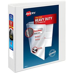 Avery Heavy-Duty View 3 Ring Binder, 2" One Touch Slant Rings, Holds 8.5" x 11" Paper, 1 White Binder (05504) Avery Heavy-Duty View 3 Ring Binder, 2" One Touch Slant Rings, Holds 8.5" x 11" Paper, 1 White Binder (05504)