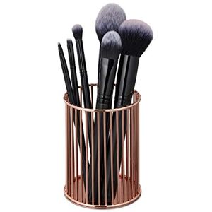 Relaxdays Round Pen Holder, Modern Decorative Design, Makeup Brush Organiser, Mesh, Pencil Cup Desk, HxØ: 10x8cm, Copper, Iron Relaxdays Round Pen Holder, Modern Decorative Design, Makeup Brush Organiser, Mesh, Pencil Cup Desk, HxØ: 10x8cm, Copper, Iron