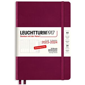 LEUCHTTURM1917 367552 Academic Weekly Planner Medium (A5) 2024, 18 Months, Port Red, German LEUCHTTURM1917 367552 Academic Weekly Planner Medium (A5) 2024, 18 Months, Port Red, German