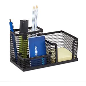 Relaxdays Desk Organizer, Stationary Tray with Pen Holder & Note Box, HWD: 10x18.5x9.5 cm, Black Relaxdays Desk Organizer, Stationary Tray with Pen Holder & Note Box, HWD: 10x18.5x9.5 cm, Black