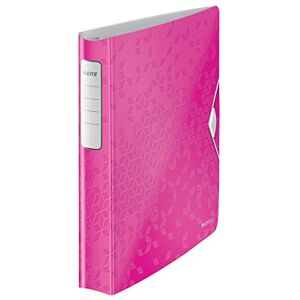 Leitz 4 Ring Binder, Holds up to 190 Sheets, Wow Range, 30 mm Spine, 42400023 A4, Pink Metallic Leitz 4 Ring Binder, Holds up to 190 Sheets, Wow Range, 30 mm Spine, 42400023 A4, Pink Metallic